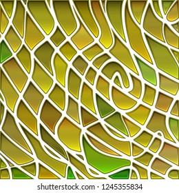 abstract vector stained-glass mosaic background - brown and green