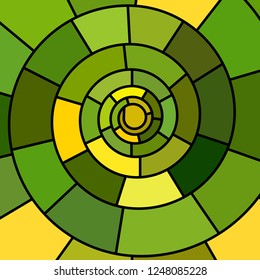 abstract vector stained-glass mosaic background - green and yellow spiral