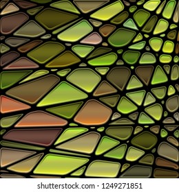 abstract vector stained-glass mosaic background - green and brown