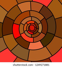 abstract vector stained-glass mosaic background - red and brown spiral