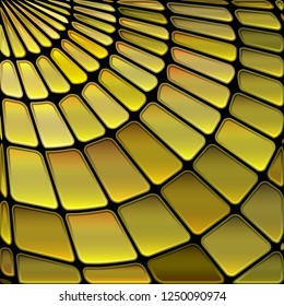 abstract vector stained-glass mosaic background - golden yellow