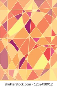 Abstract vector stained-glass mosaic background - orange,yellow,purple.