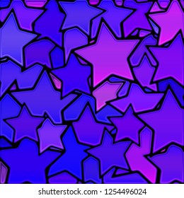 abstract vector stained-glass mosaic background - blue and violet stars