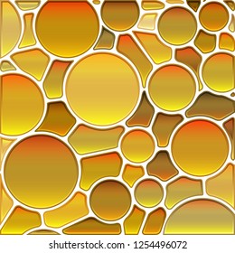 abstract vector stained-glass mosaic background - orange and yellow circles