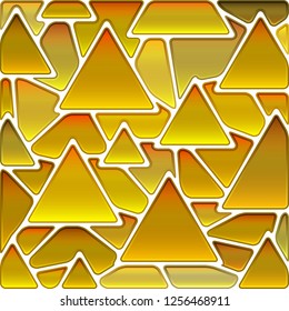 abstract vector stained-glass mosaic background - golden triangles