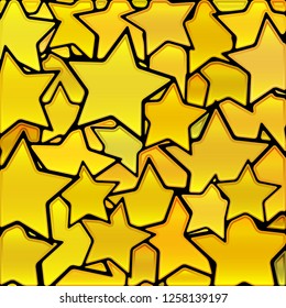abstract vector stained-glass mosaic background - yellow stars