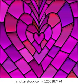 abstract vector stained-glass mosaic background - purple heart