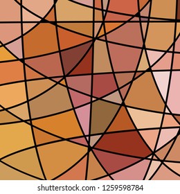 abstract vector stained-glass mosaic background - orange and brown