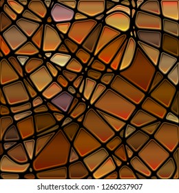 abstract vector stained-glass mosaic background - orange and brown