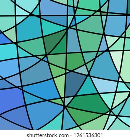 abstract vector stained-glass mosaic background - green and blue