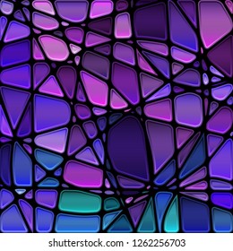 abstract vector stained-glass mosaic background - blue and violet