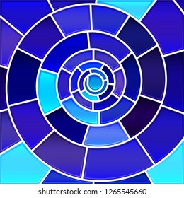 abstract vector stained-glass mosaic background - blue spiral