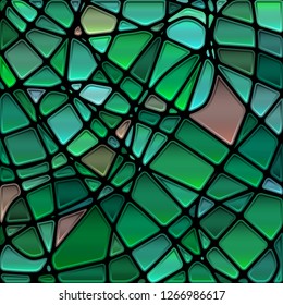 abstract vector stained-glass mosaic background - green and blue