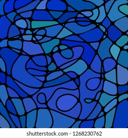 abstract vector stained-glass mosaic background - bright blue