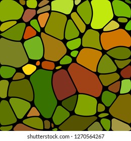 abstract vector stained-glass mosaic background - green and orange circles
