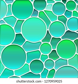 abstract vector stained-glass mosaic background - teal circles