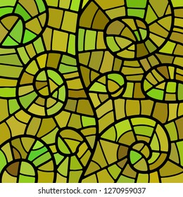 abstract vector stained-glass mosaic background - green and brown