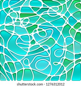 abstract vector stained-glass mosaic background - green and blue