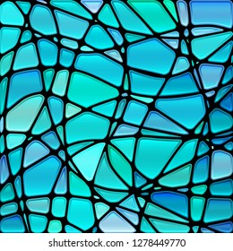 abstract vector stained-glass mosaic background - green and blue