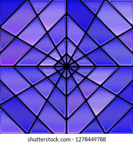 abstract vector stained-glass mosaic background - blue and violet rhombus