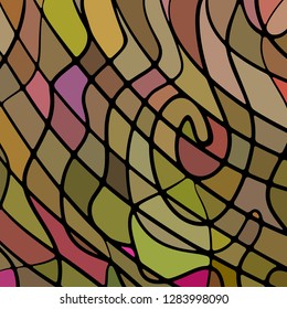 abstract vector stained-glass mosaic background - olive and brown