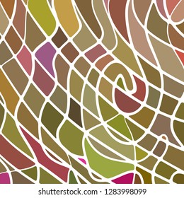 abstract vector stained-glass mosaic background - olive and brown