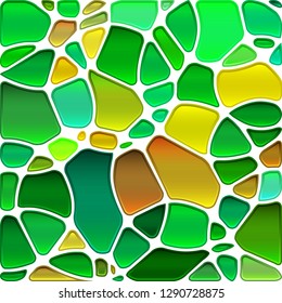 abstract vector stained-glass mosaic background - green and orange circles