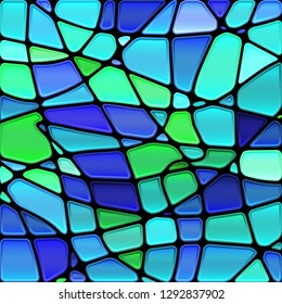 abstract vector stained-glass mosaic background - blue and green