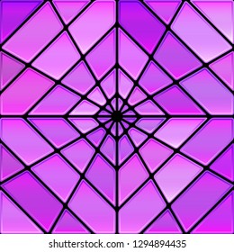abstract vector stained-glass mosaic background - purple and violet rhombus