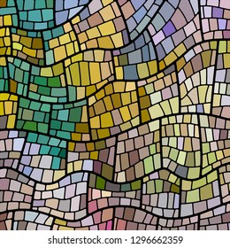 abstract vector stained-glass mosaic background - yellow and teal