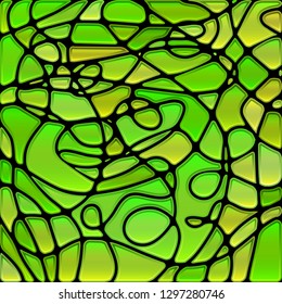 abstract vector stained-glass mosaic background - green and yellow