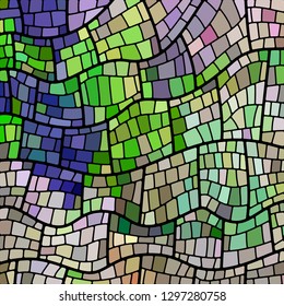 abstract vector stained-glass mosaic background - green and violet