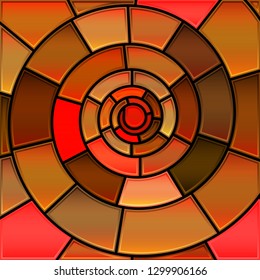 abstract vector stained-glass mosaic background - brown spiral