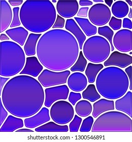 abstract vector stained-glass mosaic background - blue and violet circles