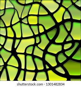 abstract vector stained-glass mosaic background - green and yellow