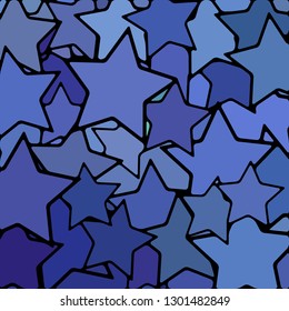 abstract vector stained-glass mosaic background - blue stars