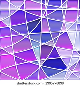 abstract vector stained-glass mosaic background - purple and violet
