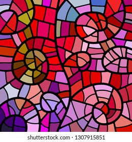 abstract vector stained-glass mosaic background - red and violet