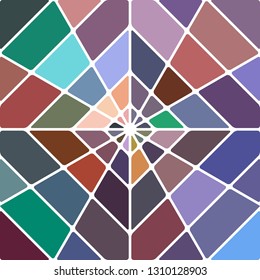 abstract vector stained-glass mosaic background - blue and brown rhombus