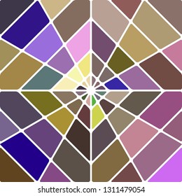 abstract vector stained-glass mosaic background - brown and violet rhombus