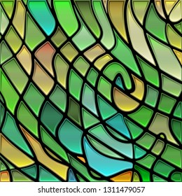 abstract vector stained-glass mosaic background - green and brown