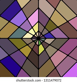 abstract vector stained-glass mosaic background - brown and violet rhombus