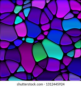 abstract vector stained-glass mosaic background - blue and violet circles