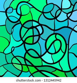 abstract vector stained-glass mosaic background - green and blue