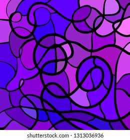 abstract vector stained-glass mosaic background - purple and violet