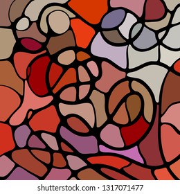 abstract vector stained-glass mosaic background - red and gray