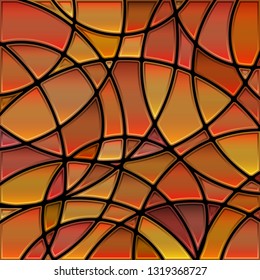 abstract vector stained-glass mosaic background - orange and yellow circles