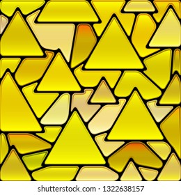 abstract vector stained-glass mosaic background - yellow triangle