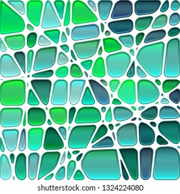 abstract vector stained-glass mosaic background - green and teal