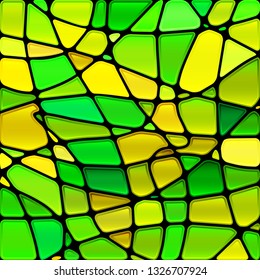 abstract vector stained-glass mosaic background - green and yellow